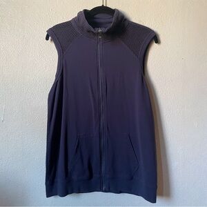 Fabletics Women’s Navy Blue Mesh Zip Up Vest | Size Medium